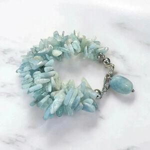 Natural Aquamarine Sterling Silver Toggle Bracelet by Deb Guyot